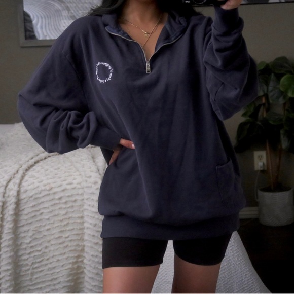 P&Co A Piece of Progress for Peace of Mind Sweatshirt Pullover Crew Half Zip - Picture 3 of 9